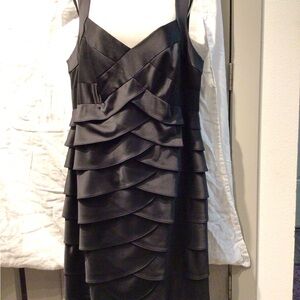 Elegant Black Ruffle Tiered Dress